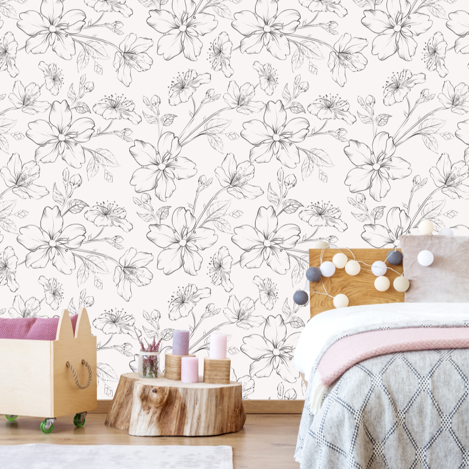 Black Floral Toile Wallpaper-Wallpaper-Ma Petite