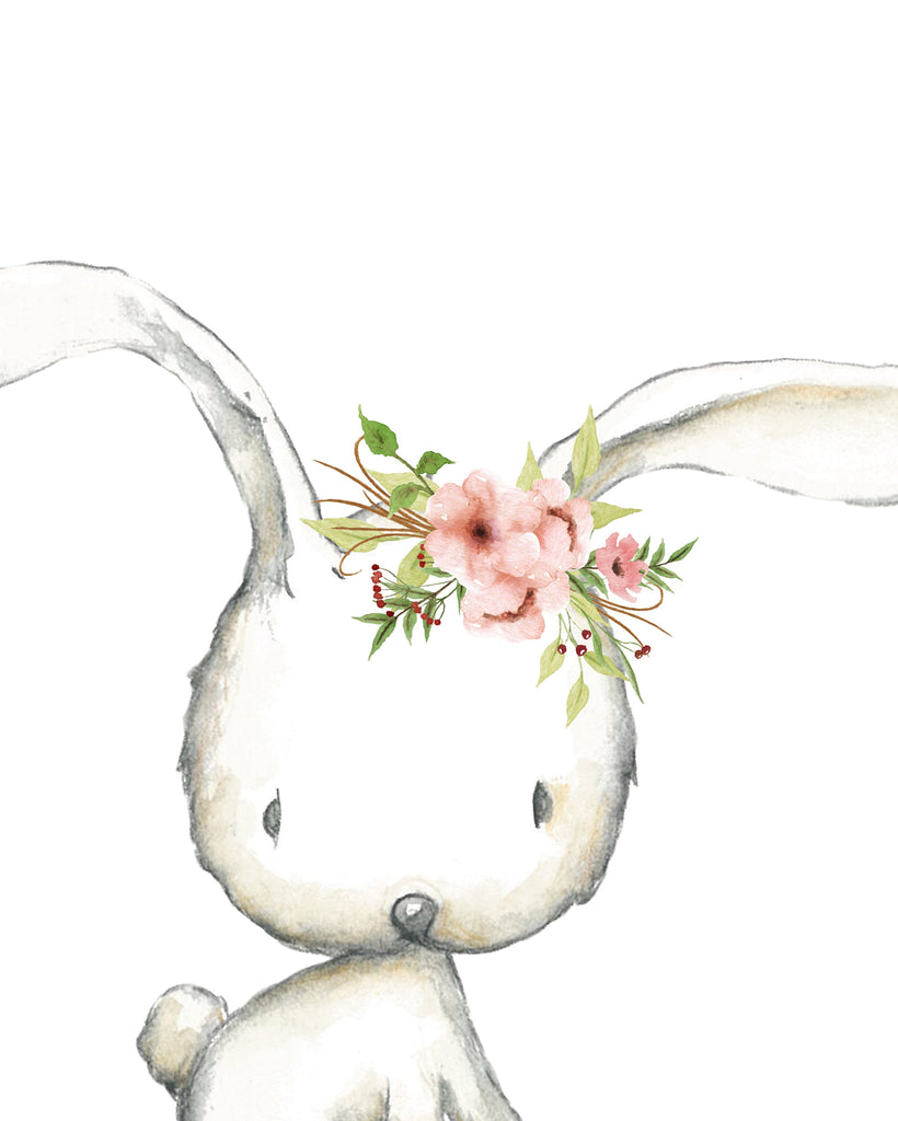 Floral Boho Bunny - Canvas Print-Ma Petite