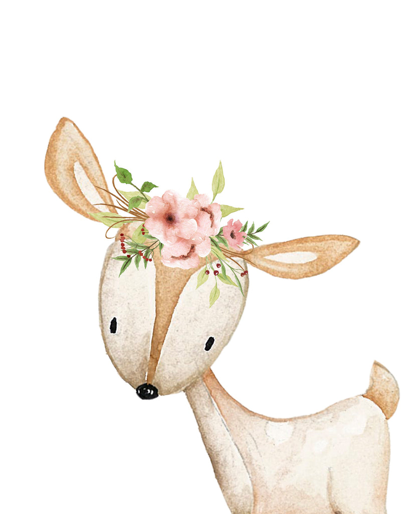 Floral Boho Deer - Canvas Print-Ma Petite
