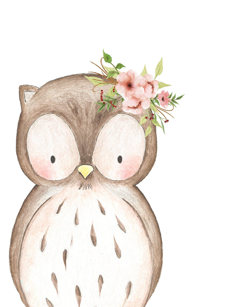 Floral Boho Owl - Canvas Print-Ma Petite