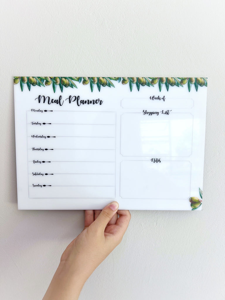 MAGNETIC Acrylic Meal Planner - Olive tree