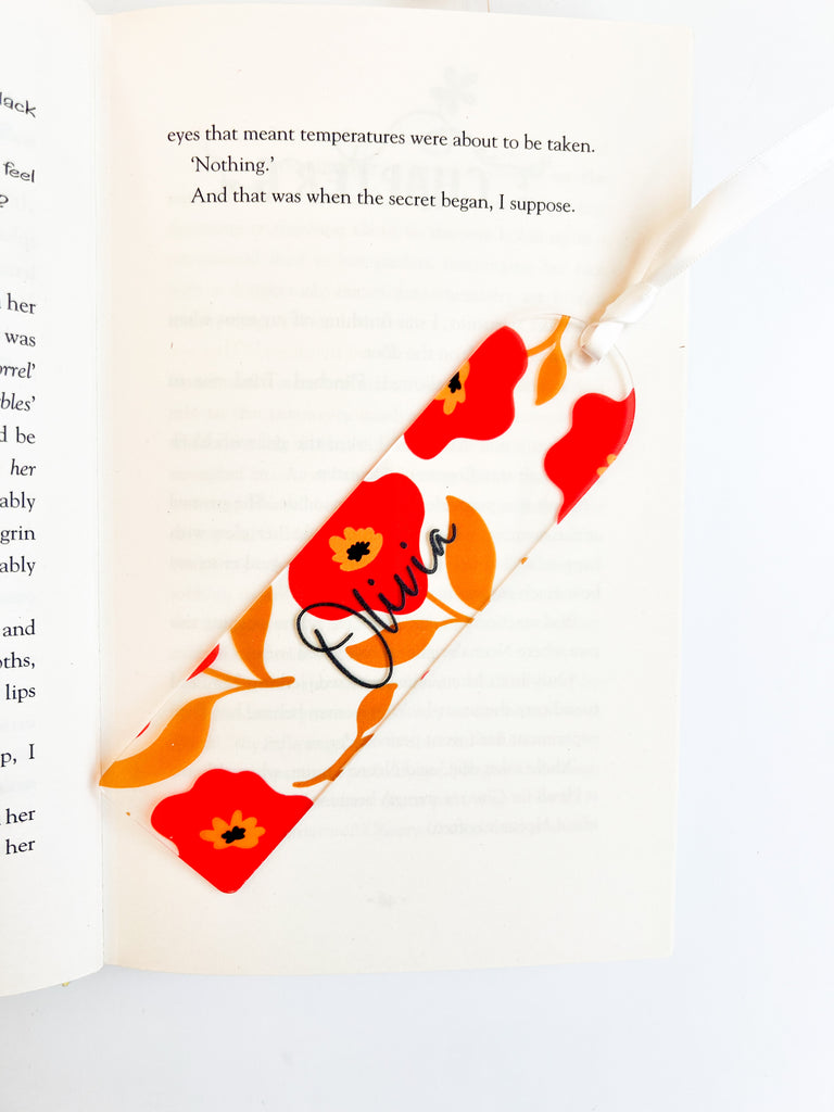 Acrylic Book Mark - Red Florals