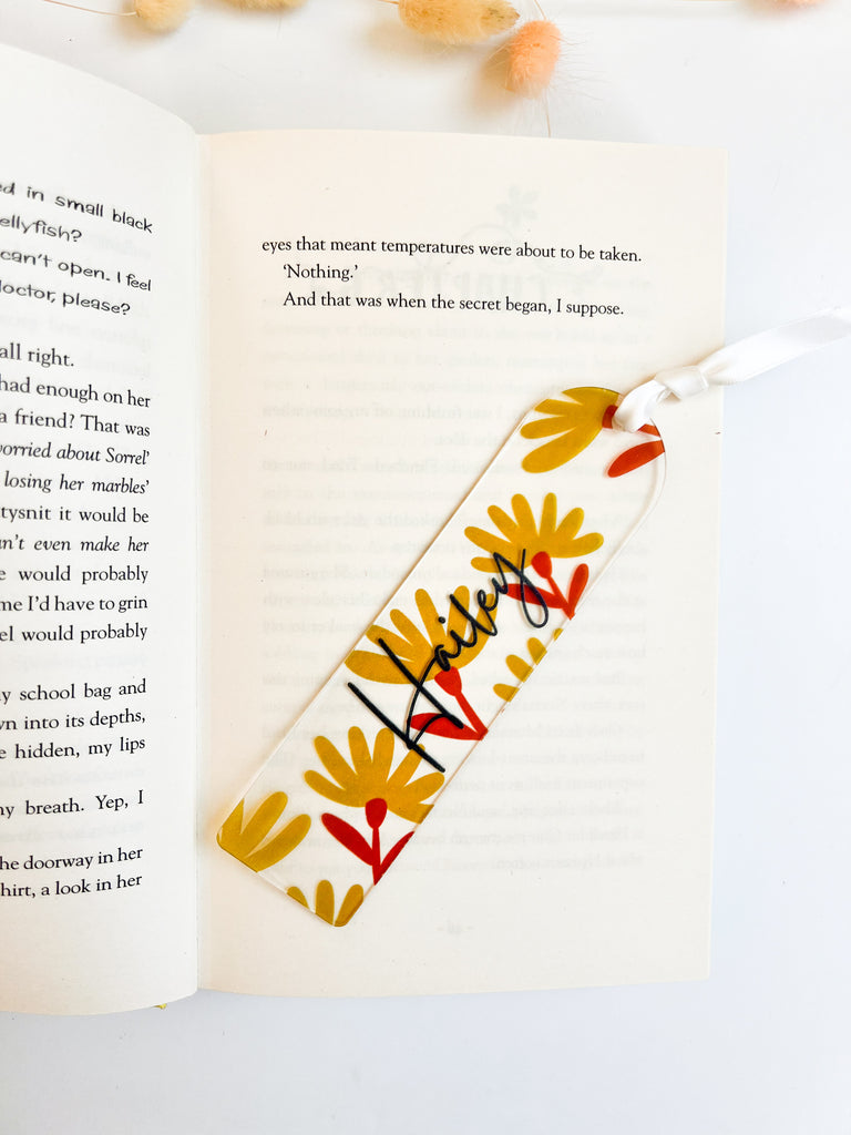Acrylic Book Mark - Mustard Florals