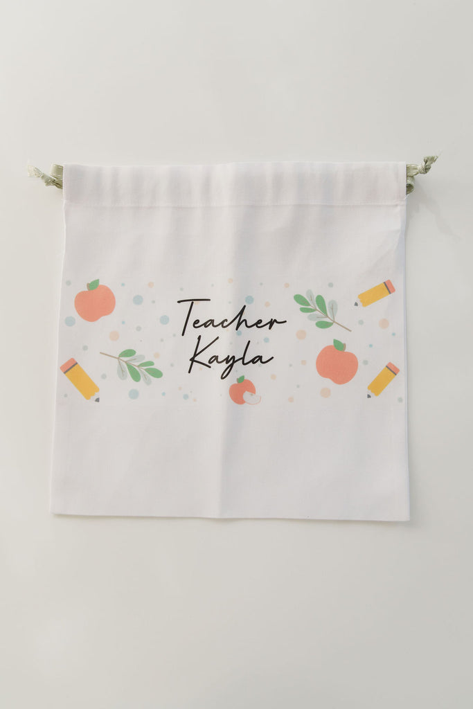 Personalised Teacher Bag : Apple & Pencils Design