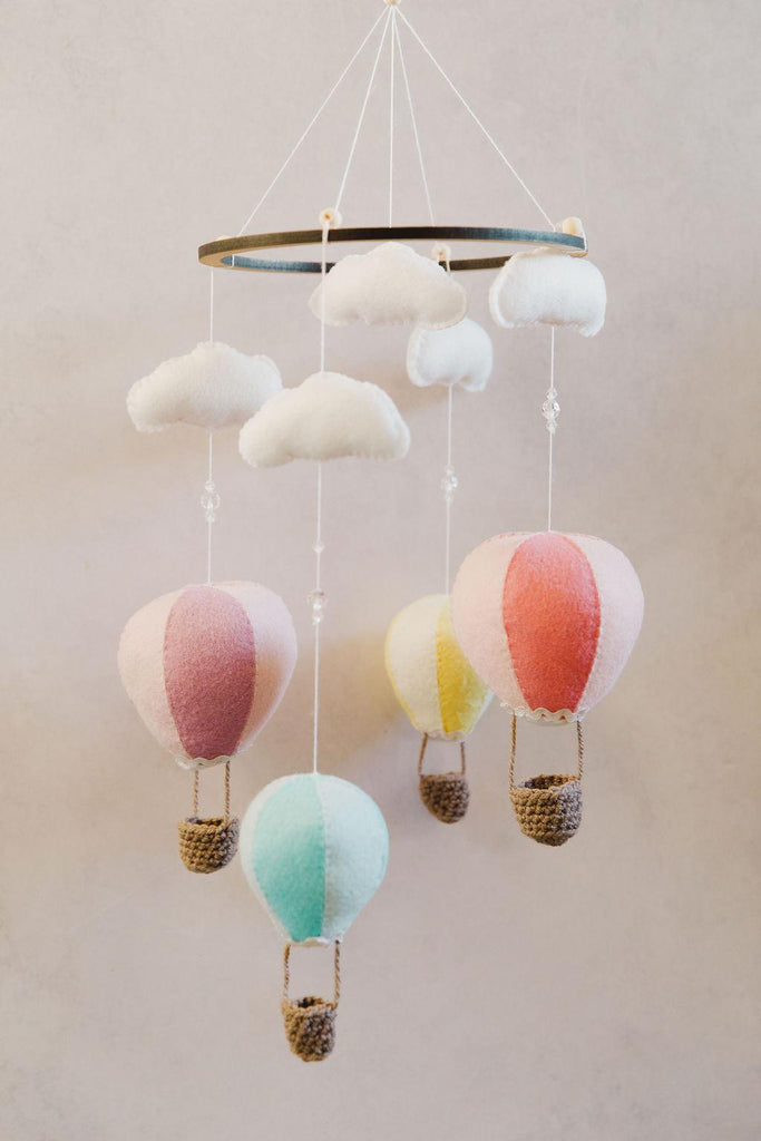 Pastel Hot Air Balloons - Felt Baby Mobile-Ma Petite