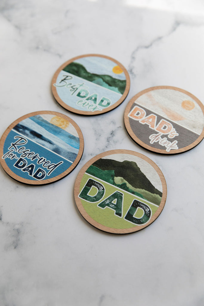 Four Wooden Coasters "SA landscapes" - ENGLISH