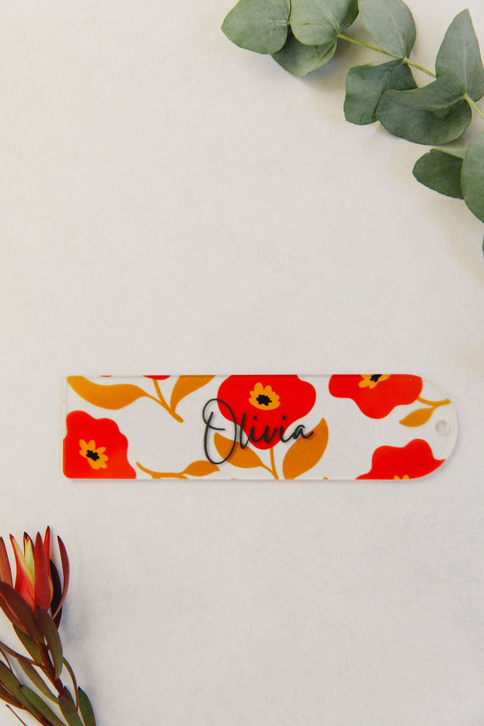 Acrylic Book Mark - Red Florals