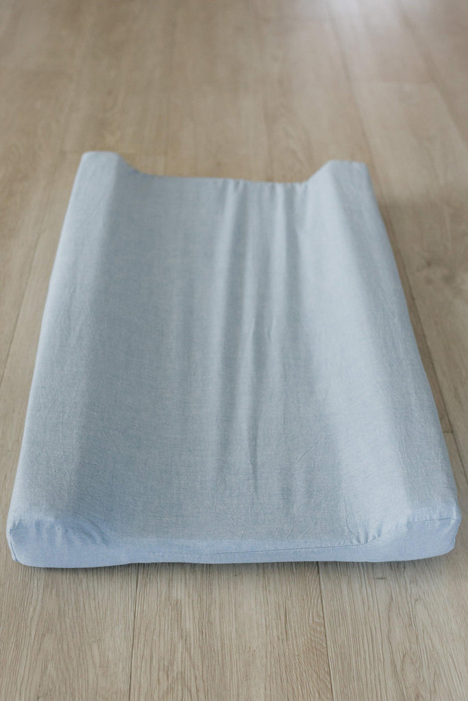 Blue Washed Cotton Changing Mat Cover-Changing Mat Cover-Ma Petite