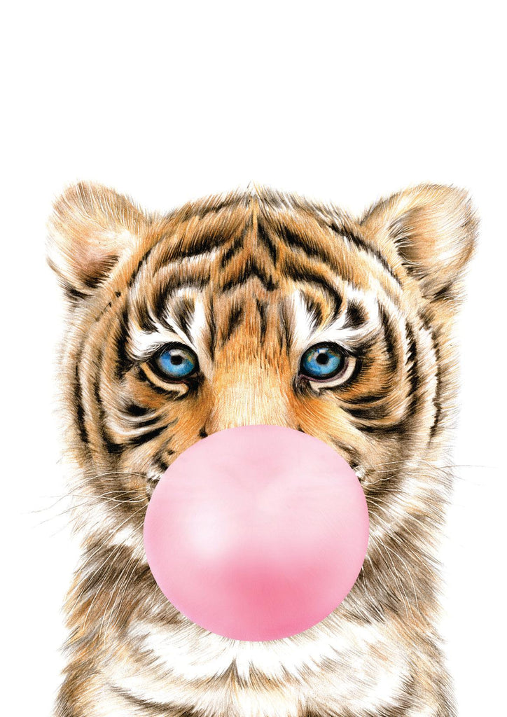 Bubble Gum Tiger - Wall Art Print-Posters, Prints, & Visual Artwork-Ma Petite