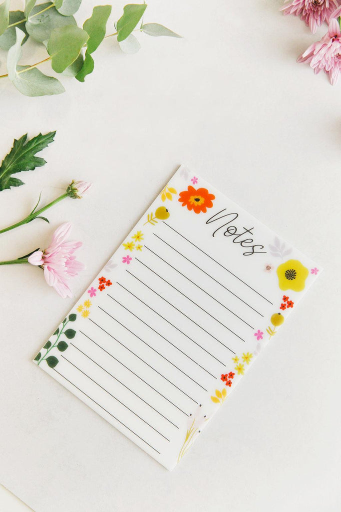 Magnetic Acrylic A5 "Notes" Planner - Florals-note list-Ma Petite