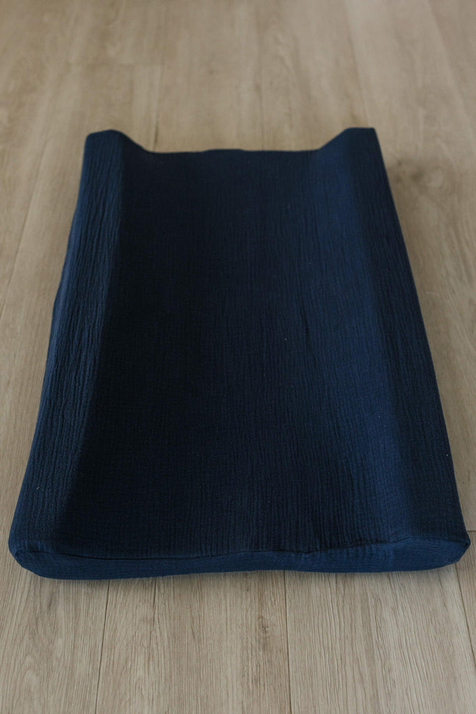 Navy Muslin Changing Mat Cover-Changing Mat Cover-Ma Petite