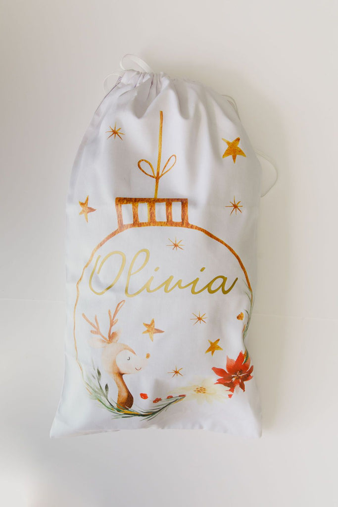 Personalised Christmas Bag - Golden bauble-Seasonal & Holiday Decorations-Ma Petite