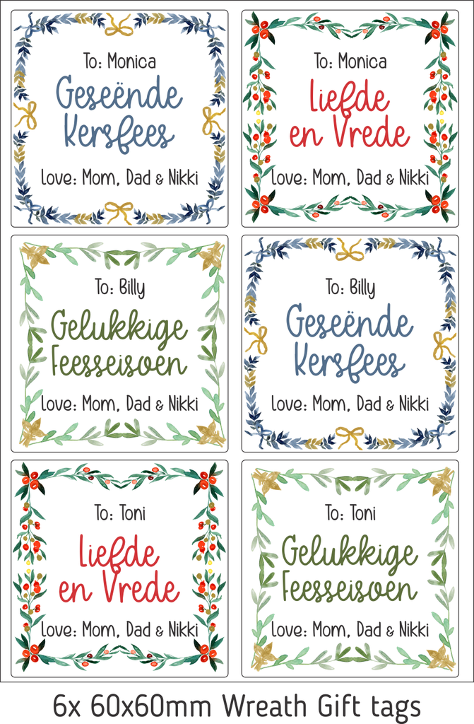 Personalised Christmas Gift Stickers - Festive wreath-Gift Tags & Labels-Ma Petite