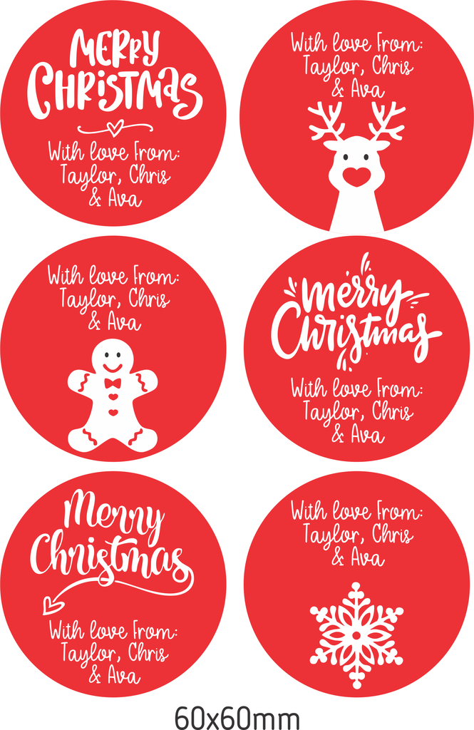 Personalised Christmas Gift Stickers - Red Christmas