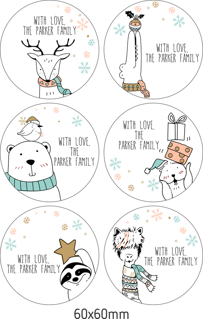 Personalised Christmas Gift Stickers - Snow Animals