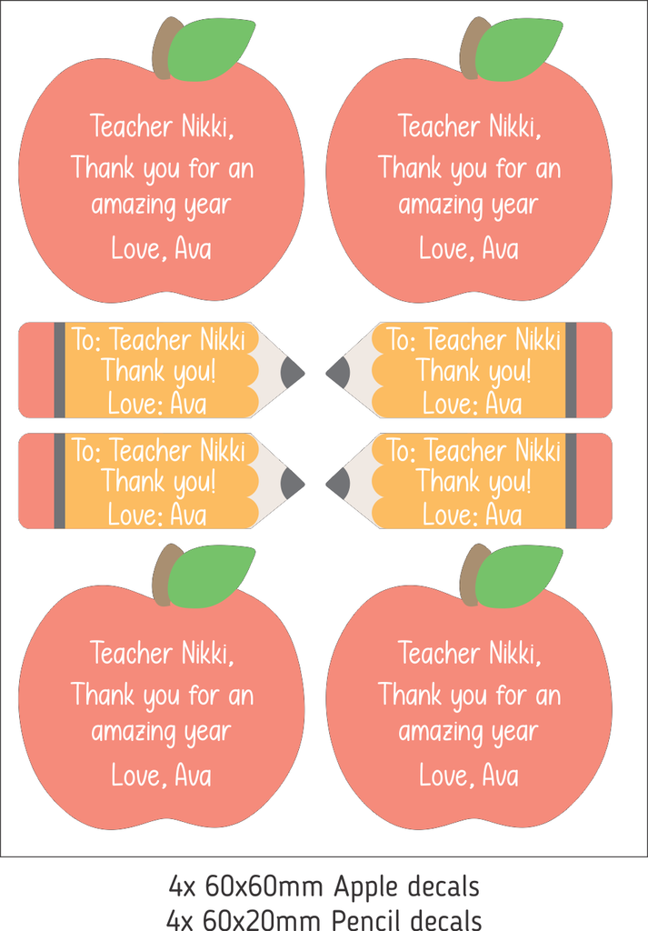 Personalised Gift Stickers - Apples & Pencils-gift stickers-Ma Petite