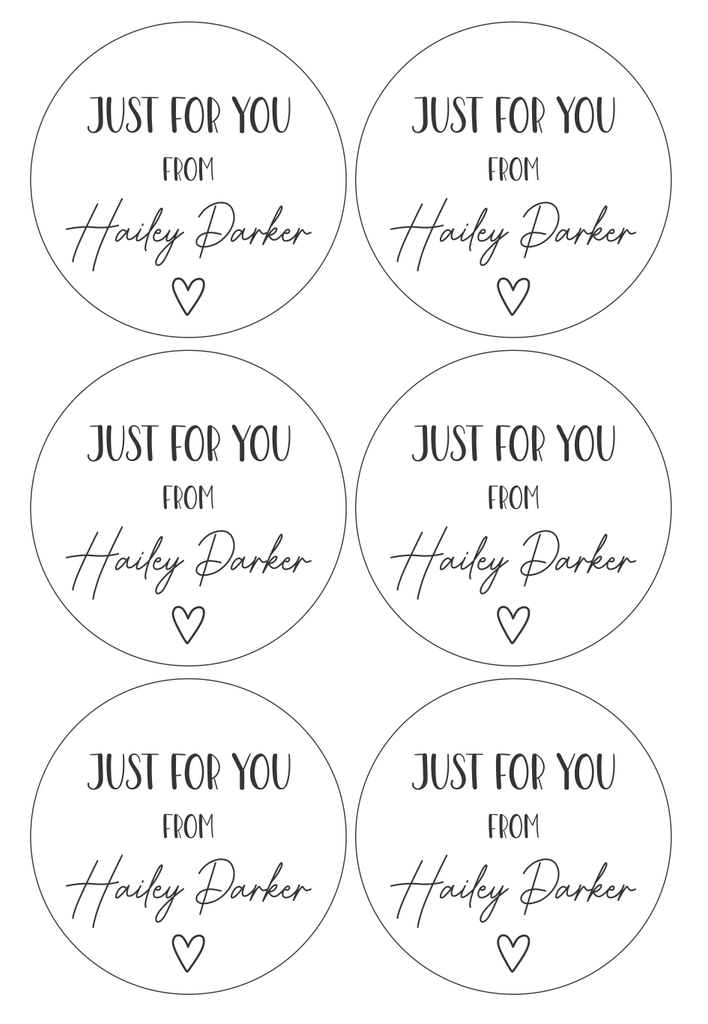 Personalised Gift Stickers - Mono "Just for you"-gift stickers-Ma Petite