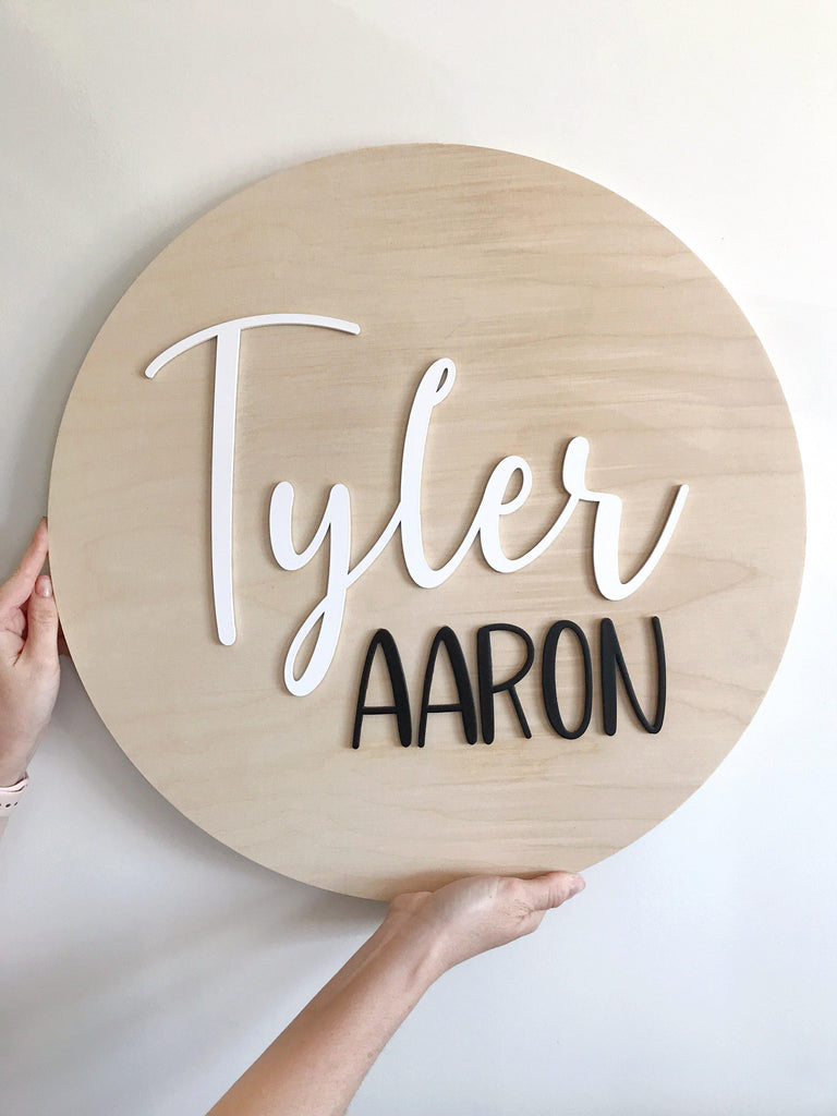 Round Name Plaque - Wooden Letters