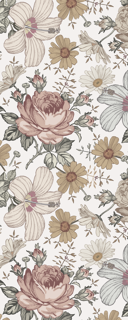Soft Vintage Floral Wallpaper