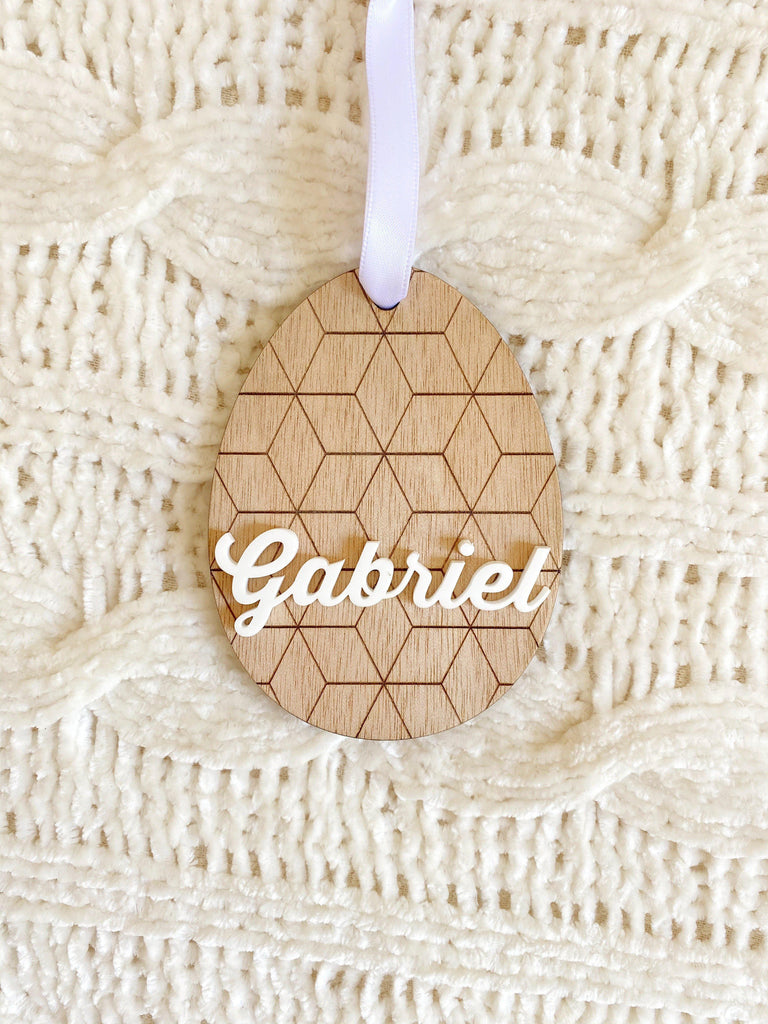 Wooden Easter Tag - Diamond design