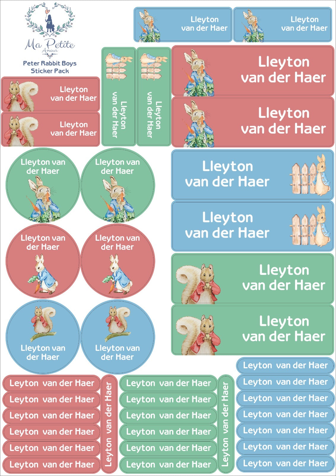Peter Rabbit Name Labels School labels : Blue Peter Rabbit Theme – Ma Petite
