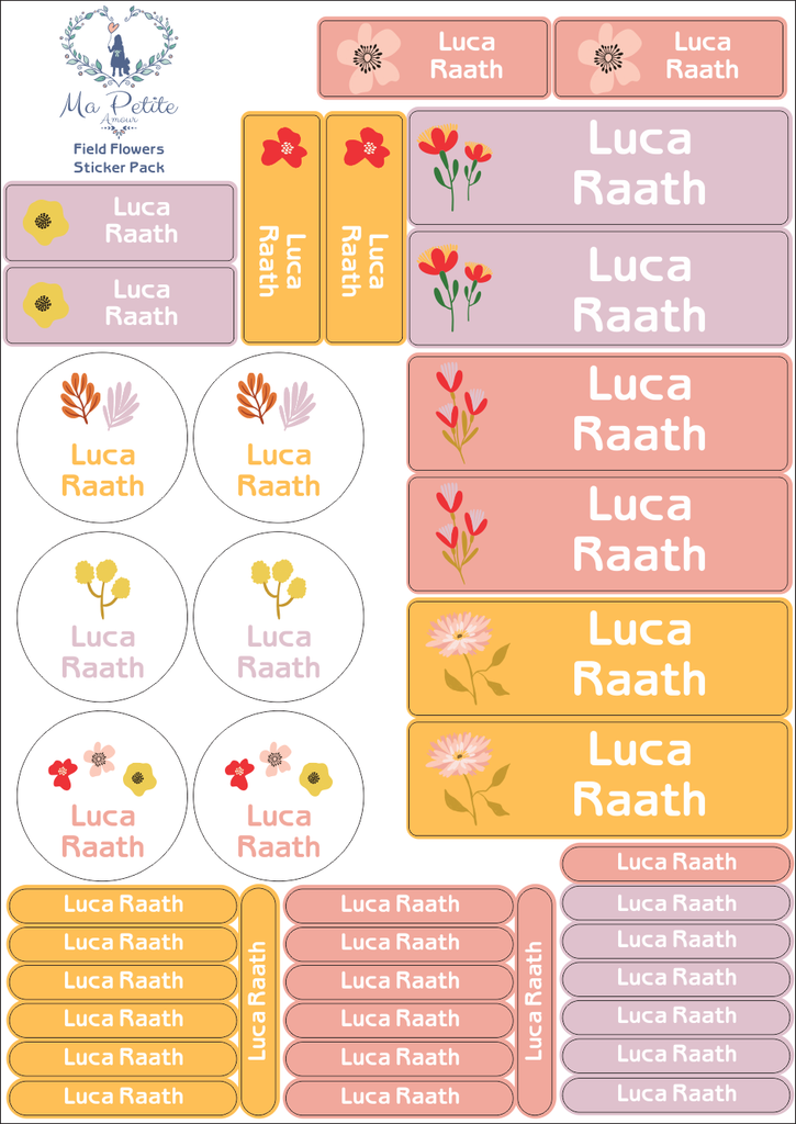 School labels : Abstract Flowers Theme