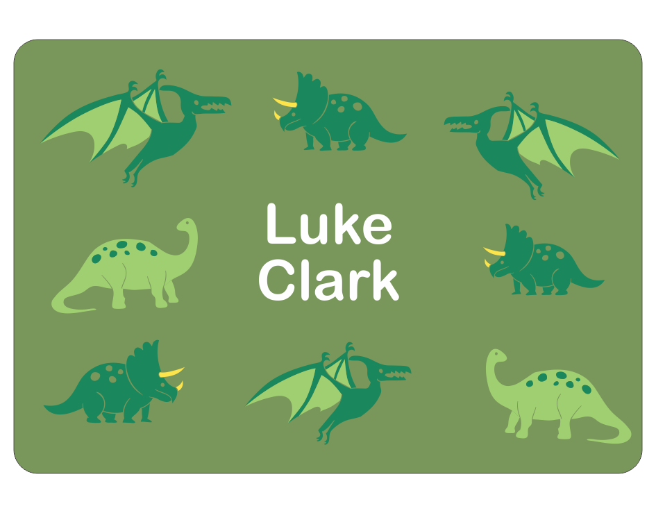 Ice Cream Tub School label : Green Dinosaurs Theme