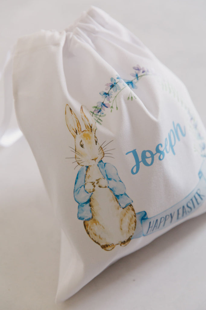 Personalised Easter Bag - Blue Peter Rabbit Wreath