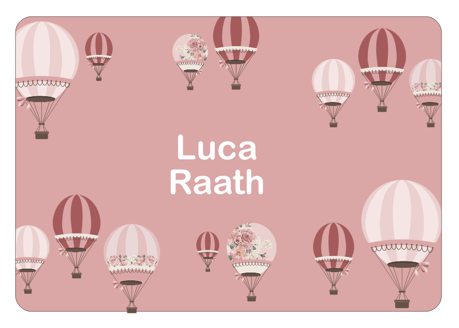 Ice Cream Tub School label : Pink Hot air balloon Theme