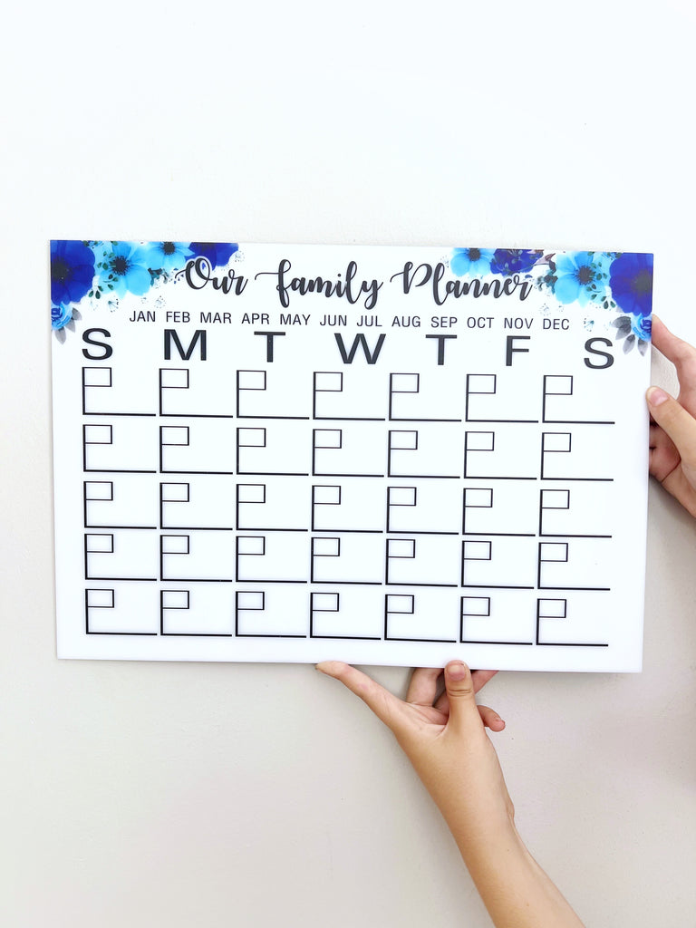 MAGNETIC Acrylic Planner - Blue Flowers