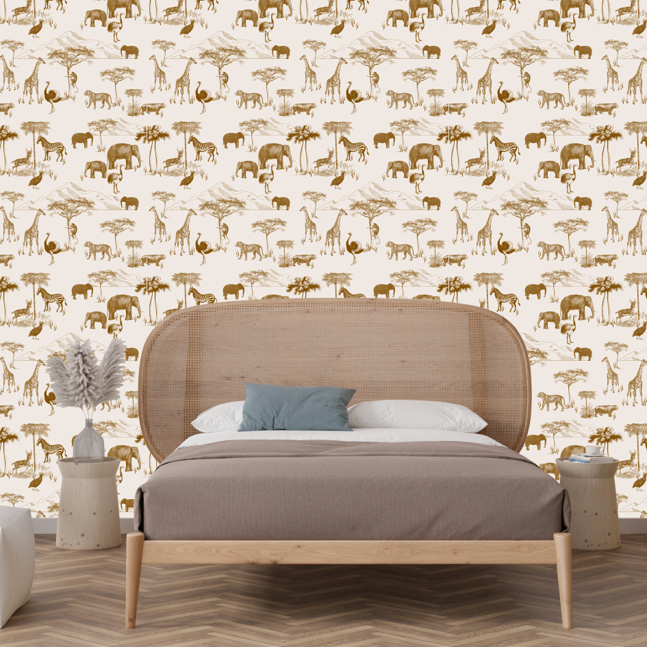 Nude Safari Toile Wallpaper – Ma Petite