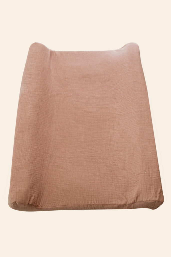 Dusty Rose Muslin Changing Mat Cover