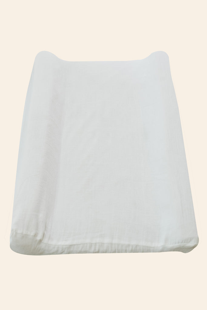 White Muslin Changing Mat Cover