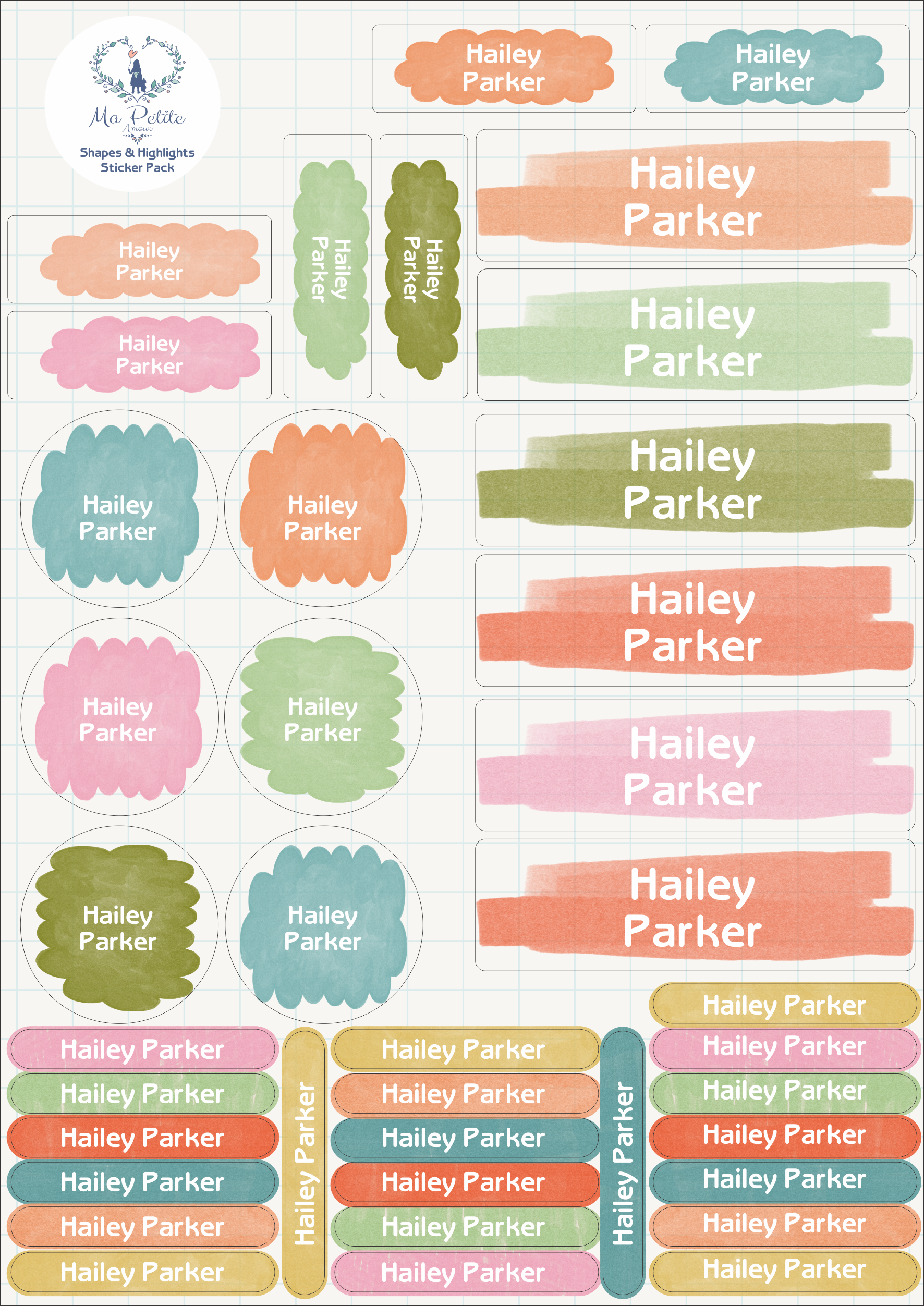 Highlight Simple Label School labels : Shapes & Highlights Theme – Ma Petite