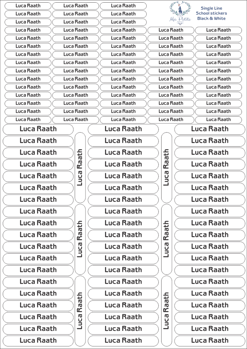 Strip School labels (Plain) – Ma Petite
