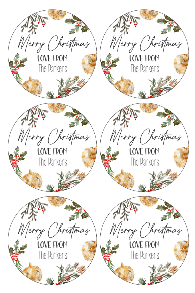 Personalised Christmas Gift Stickers - Golden Merry Christmas