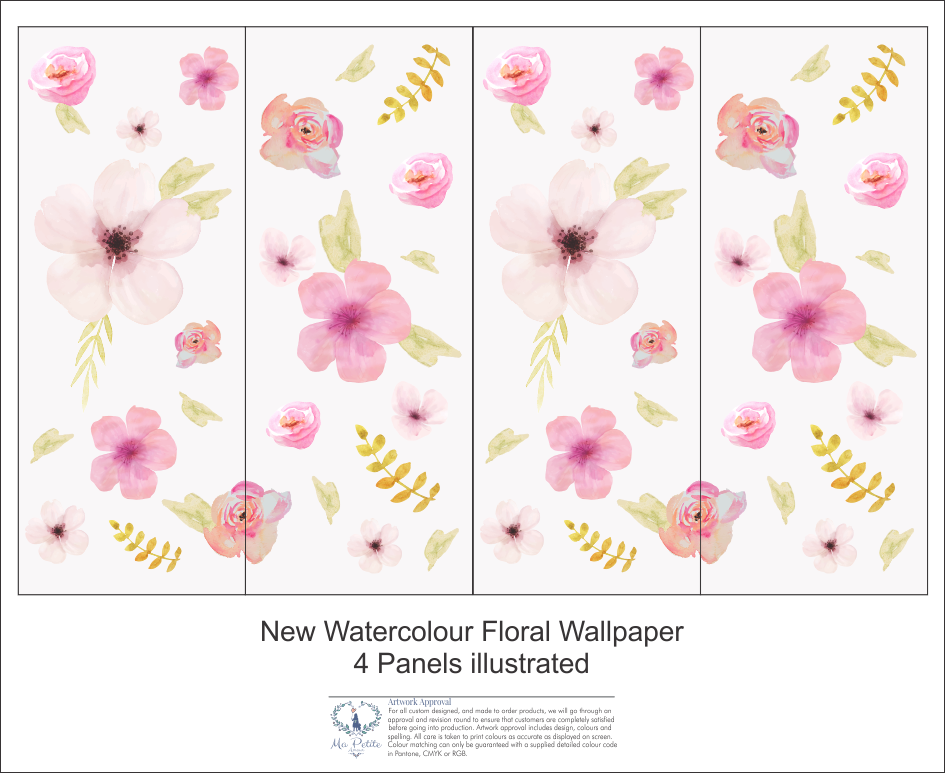 Watercolour Floral Wallpaper | Custom Made Vinyl Wallpapers | Room ...