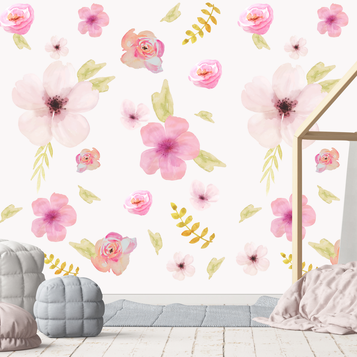 Watercolour Floral Wallpaper | Custom Made Vinyl Wallpapers | Room ...