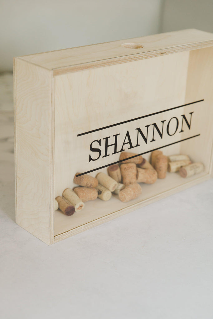Wooden Cork Saver Box - Dad's Name-cork saver box-Ma Petite