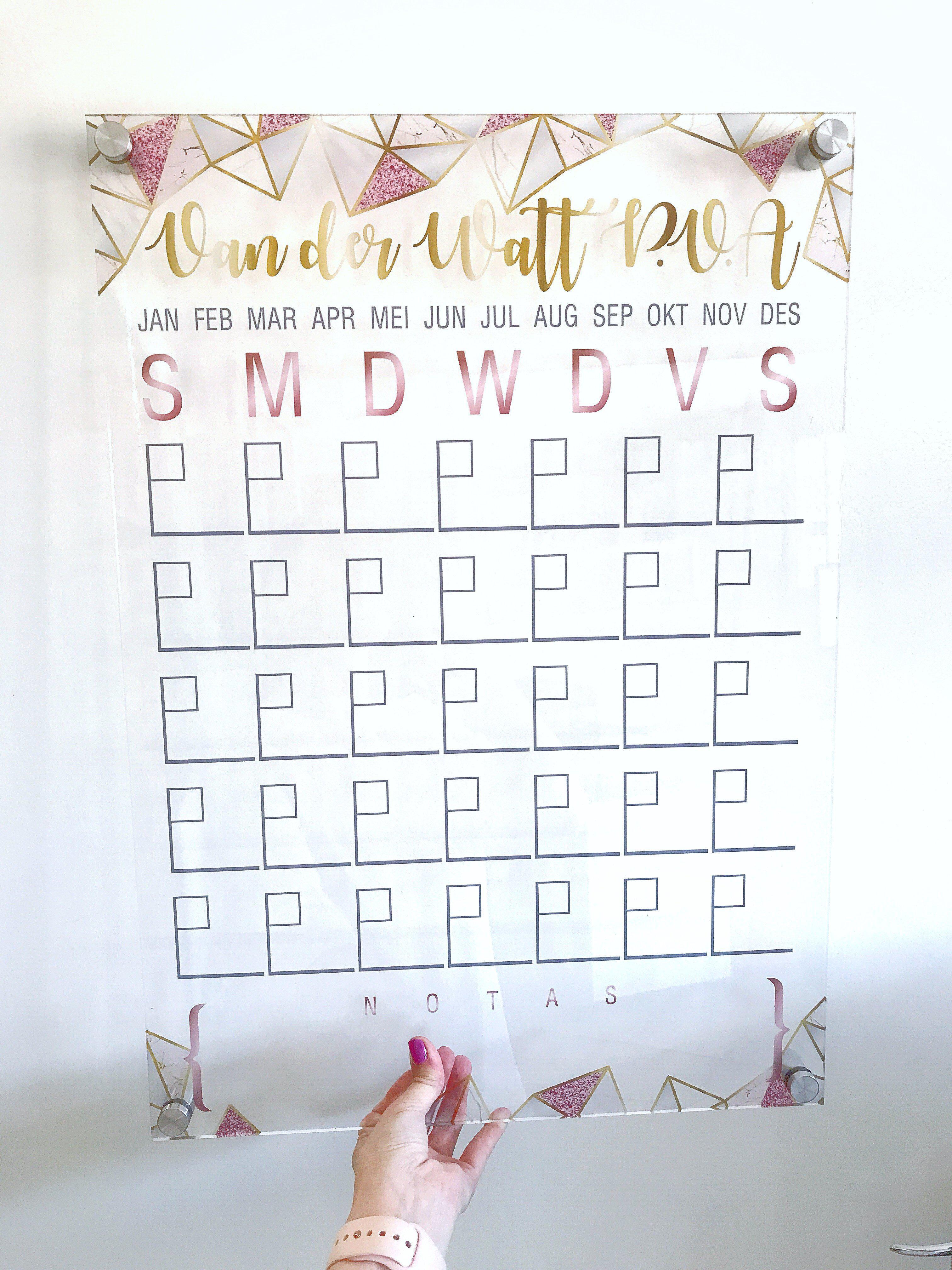 Calender While Shape Acrylic Monthly Calendar - Custom Made Monthly Calendar – Ma Petite