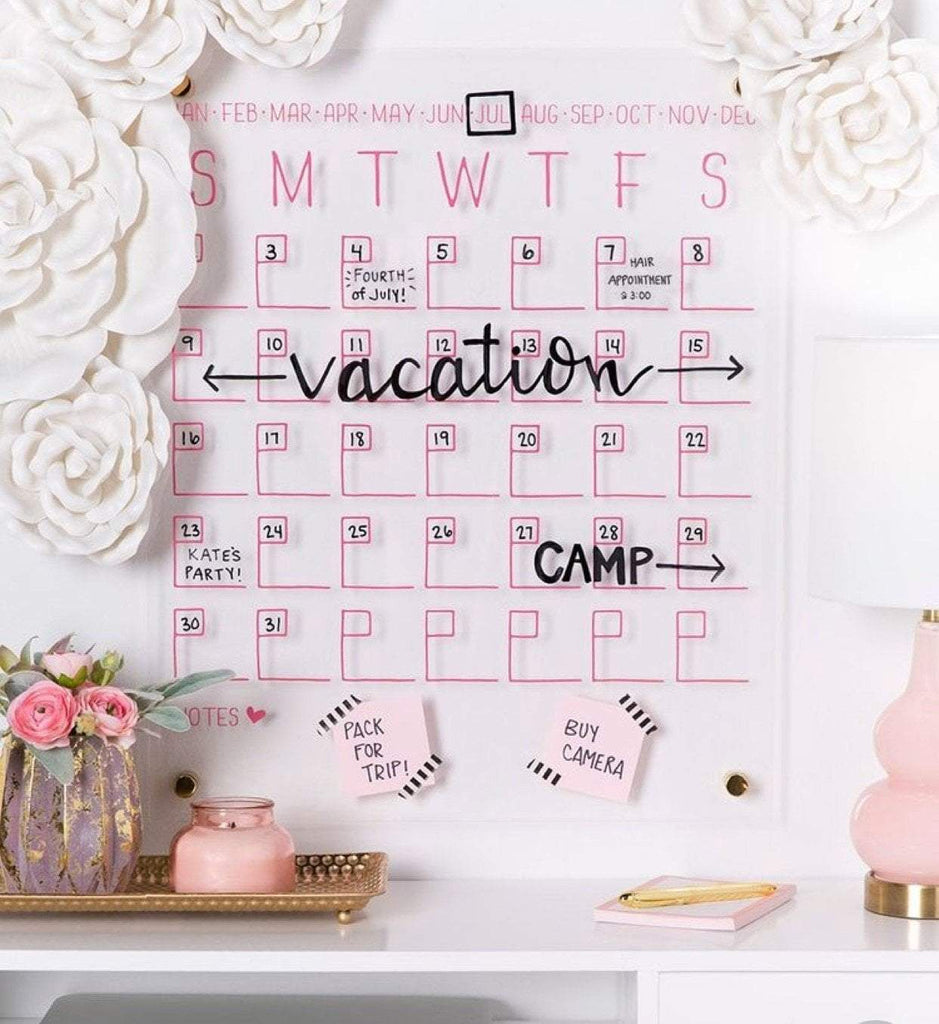 Acrylic Monthly Planner - Pink