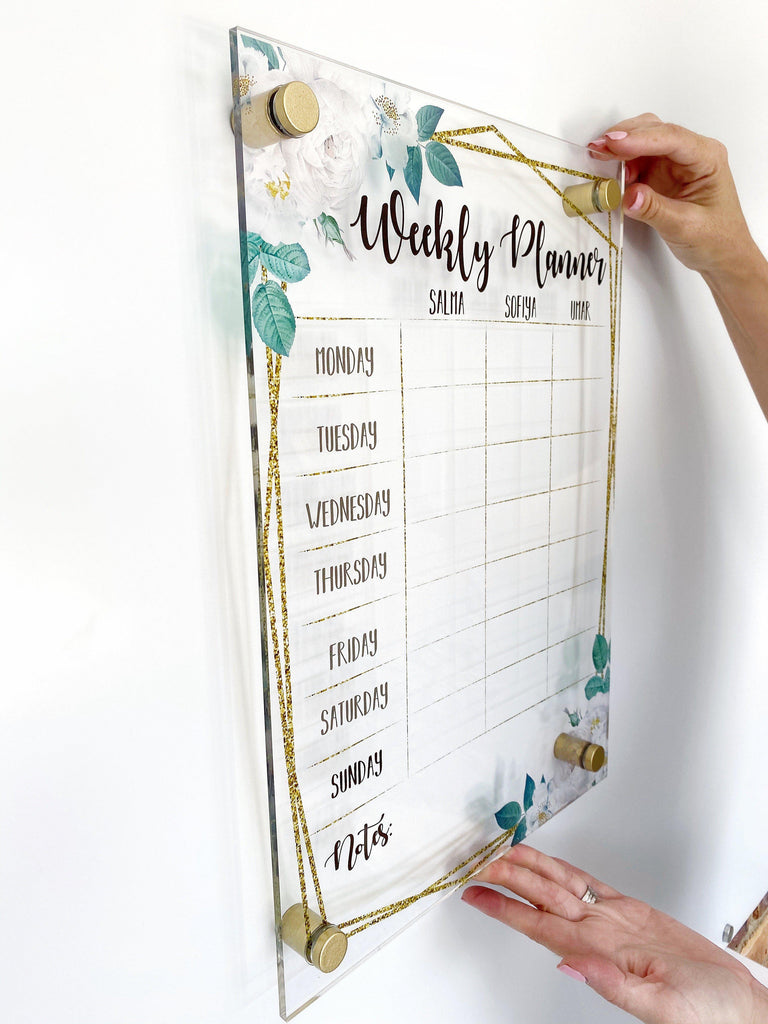 Acrylic Weekly Planner - Golden Floral