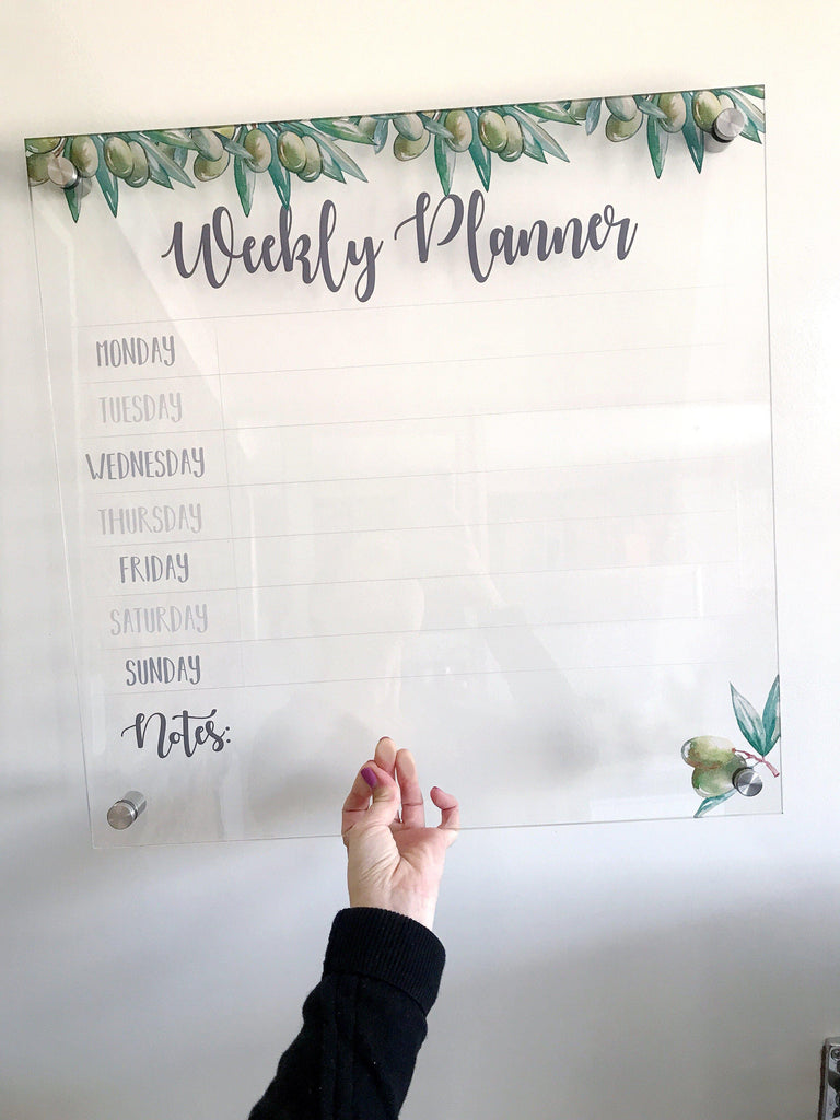 Acrylic Weekly Planner - Olive Tree