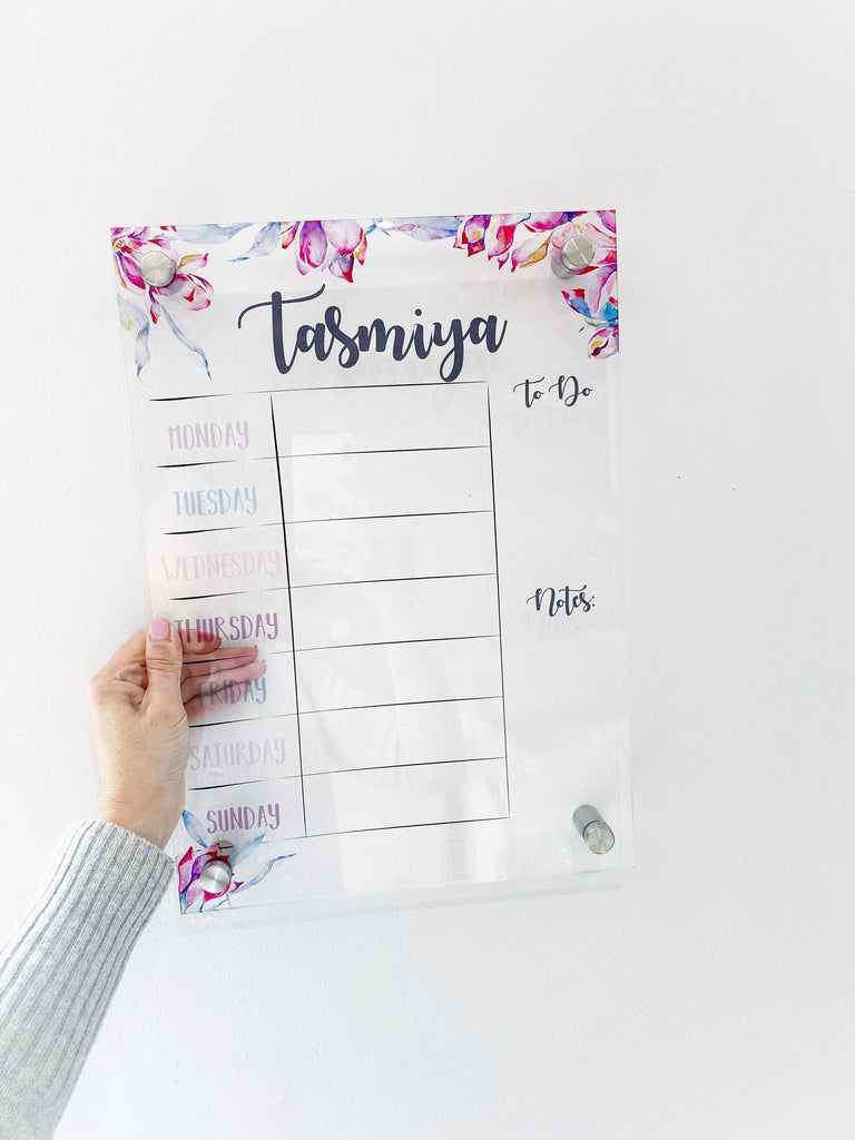 Acrylic Weekly Planner - Pink Floral