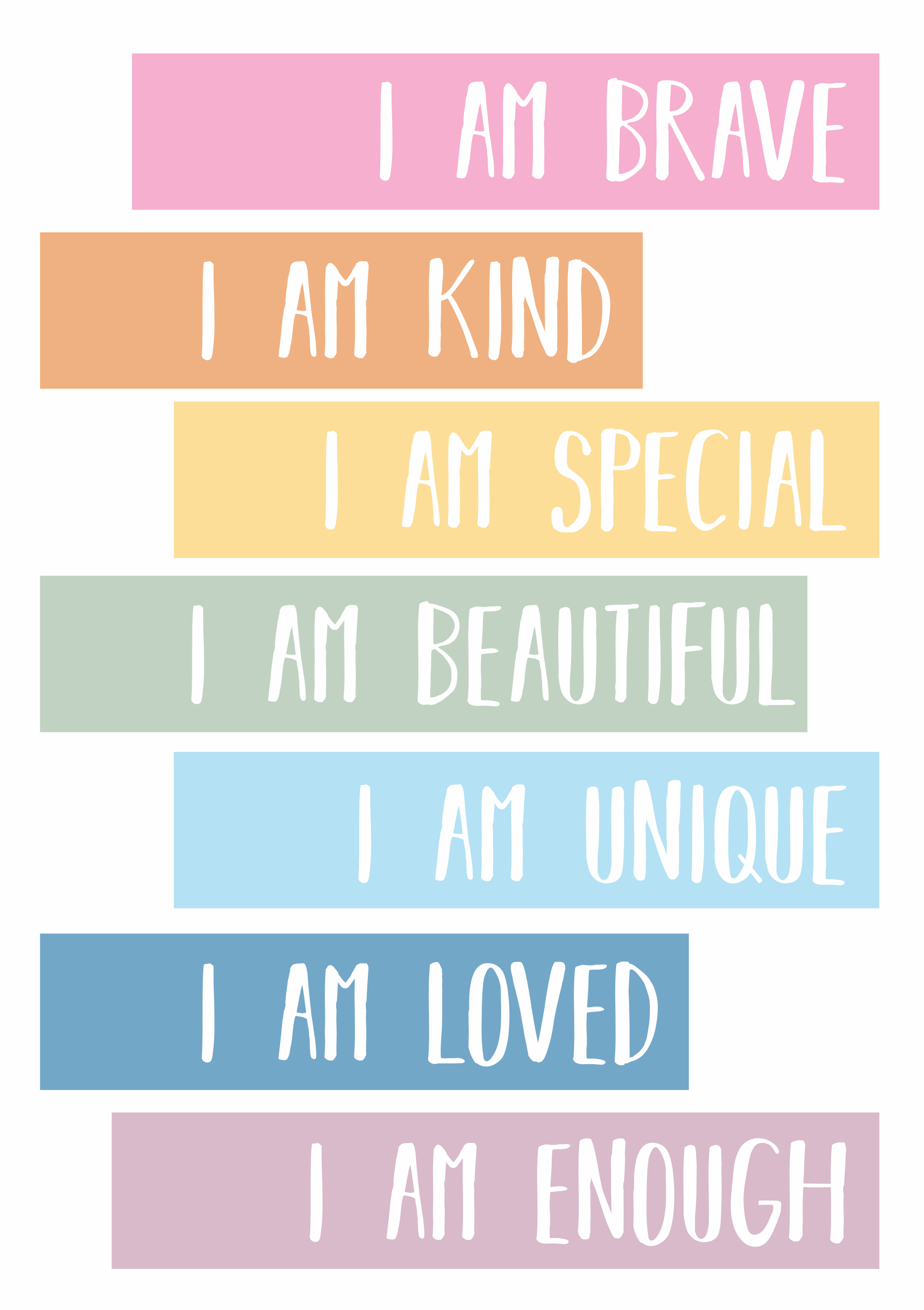 Affirmation Colours Affirmation (Pastel Tones) Wall Art Print | Wall Art For Children's ...