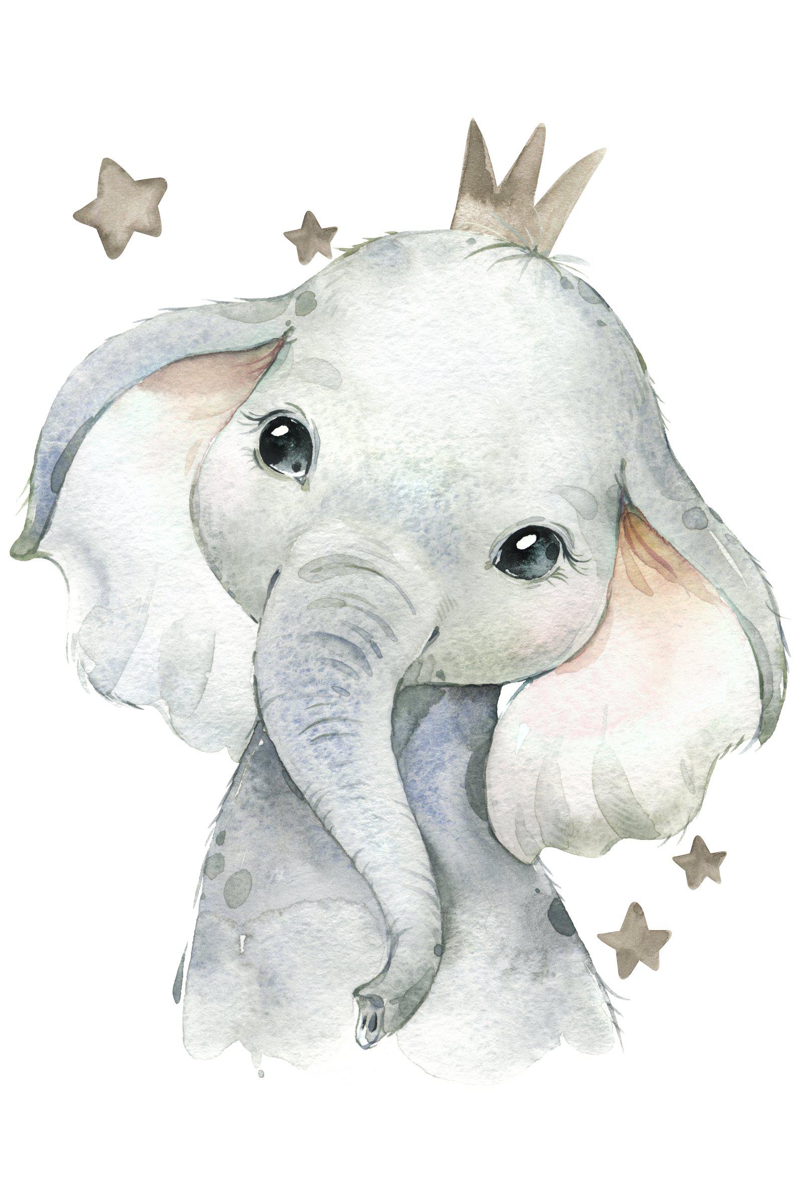 Baby Watercolour Elephant - wall art print - Ma Petite