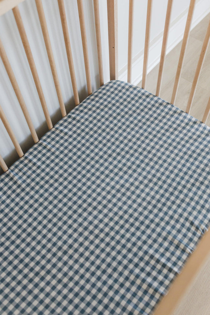 Black Check Cot Fitted Sheet-Linens & Bedding-Ma Petite
