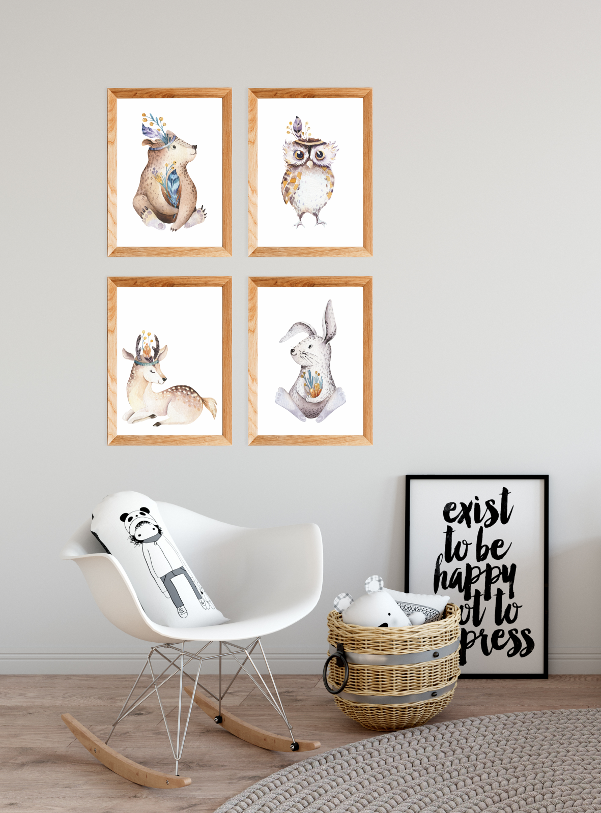 Boho Woodlands Deer wall art print Ma Petite