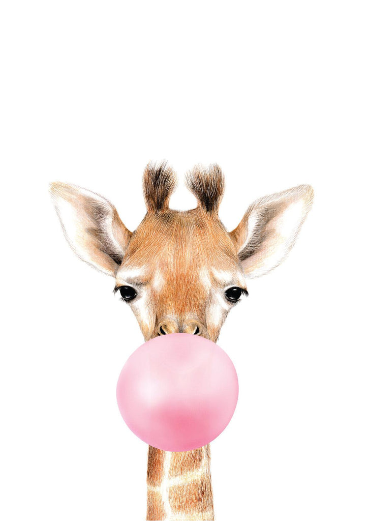 Bubble Gum Giraffe (Pink) - Canvas Print-Ma Petite
