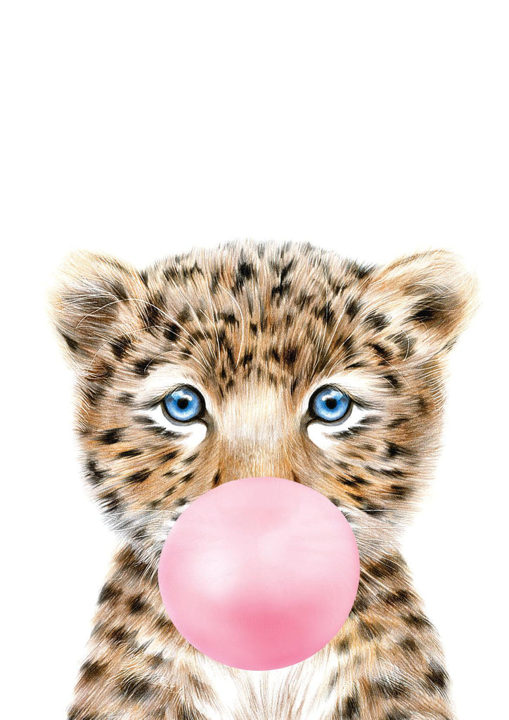 Bubble Gum Leopard - Wall Art Print-Ma Petite